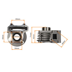 CYLINDER 4T GY6 60CCM (44mm) (sw.13mm) KPL.