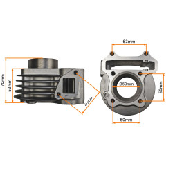 CYLINDER + GŁOWICA KPL. 4T GY6 90CCM (50mm) - BEZ ODPOWIETRZENIA