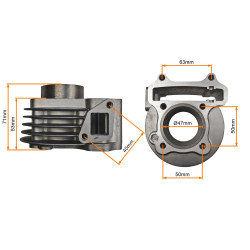 CYLINDER + GŁOWICA KPL. 4T GY6 80CCM (47mm) - BEZ ODPOWIETRZENIA- ANH