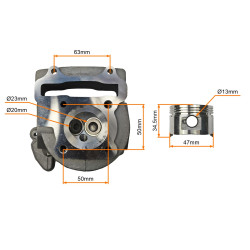 CYLINDER + GŁOWICA KPL. 4T GY6 80CCM (47mm) - BEZ ODPOWIETRZENIA- ANH