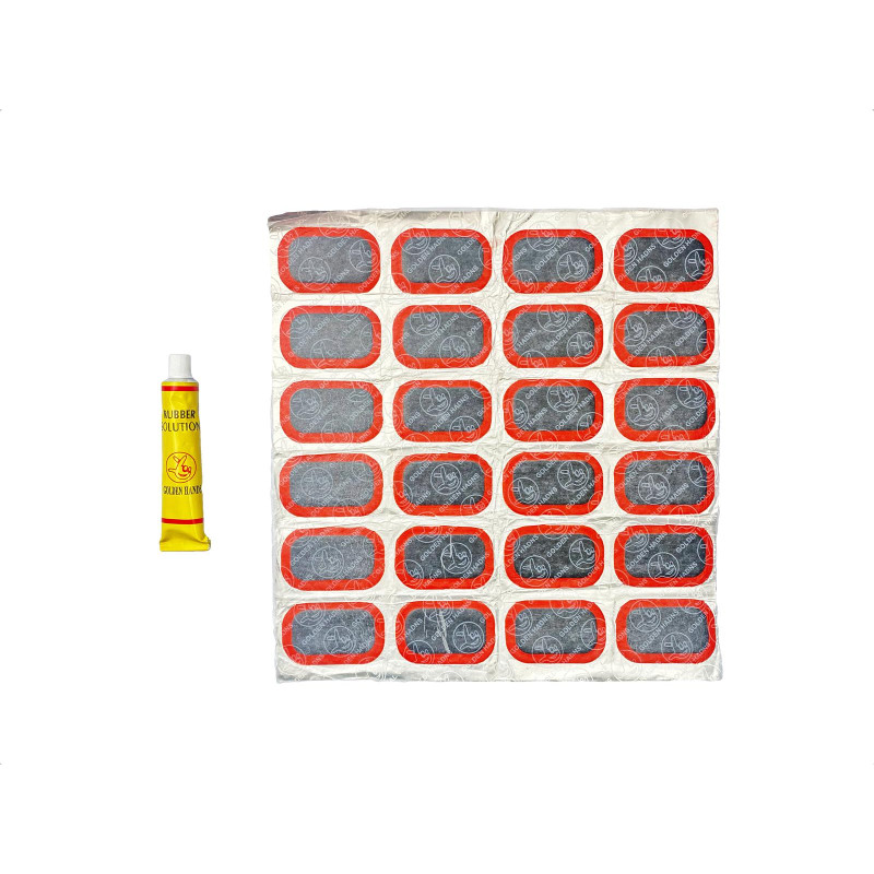 ZESTAW NAPRAWCZY PRZEBITEJ DĘTKI ŁATKI (24 szt.) + KLEJ 52x33mm ZESTAW NAPRAWCZY PRZEBITEJ DĘTKI ŁATKI (24 szt.) + KLEJ 52x33mm