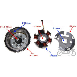 STATOR ISKROWNIK 6 CEWEK + KOŁO MAGNESOWE