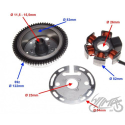 STATOR ISKROWNIK 6 CEWEK + KOŁO MAGNESOWE