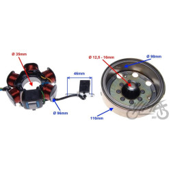 STATOR ISKROWNIK 6 CEWEK + KOŁO MAGNESOWE
