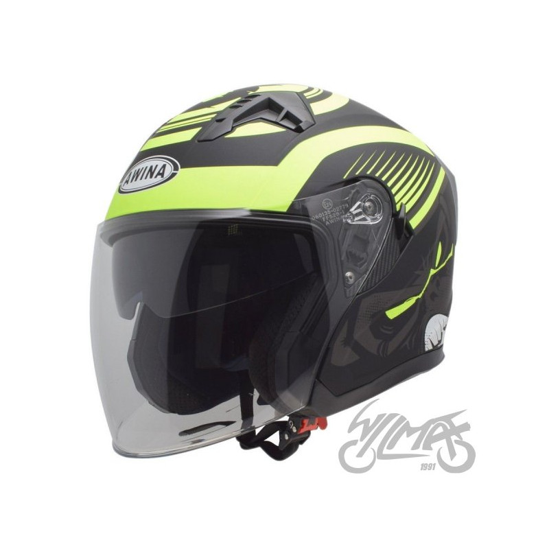 KASK OTWARTY TYP JK528 CZARNO ŻÓŁTY MAT L AWINA