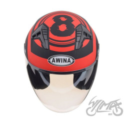 KASK OTWARTY TYP JK528 CZARNO CZERWONY MAT XS AWIN