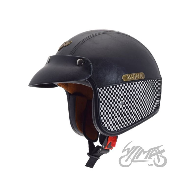 KASK AWINA Z DASZKIEM XL CZARNA SKÓRA TN-8658
