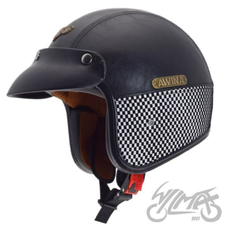 KASK AWINA Z DASZKIEM XL CZARNA SKÓRA TN-8658