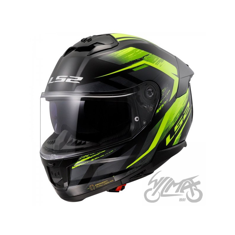 KASK LS2 FF808 STREAM II FURY BLACK H-V YEL-06 M