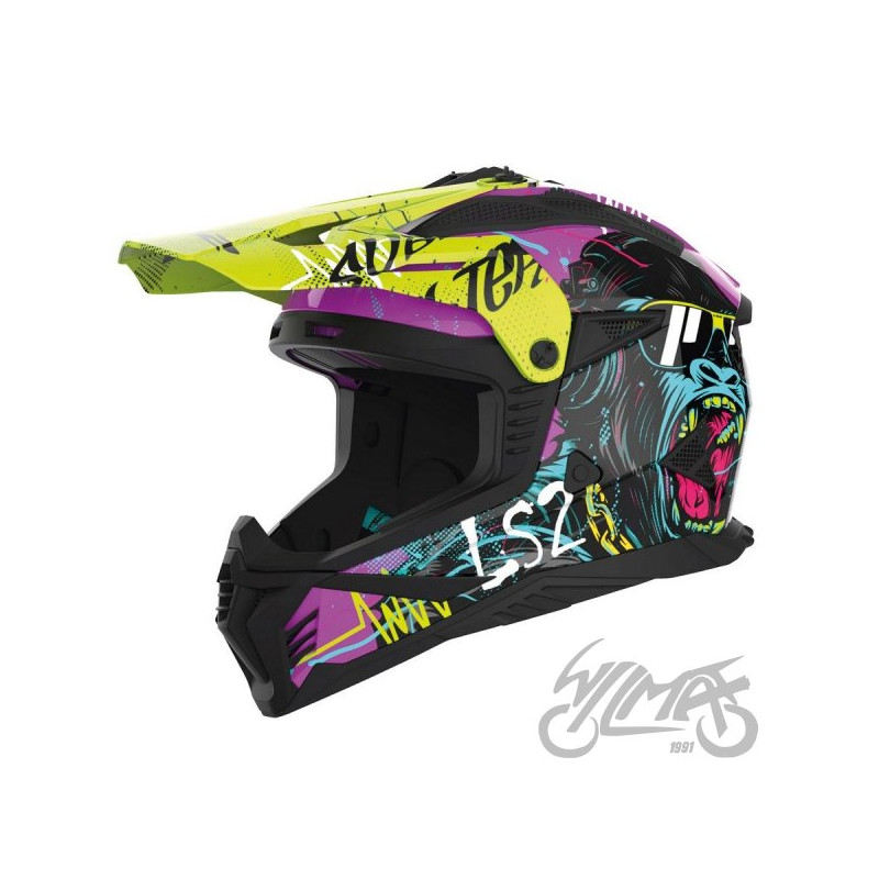 KASK LS2 MX708 FAST II GORILLA  PURPLE H-V YEL XXL