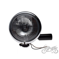LAMPA 5-3/2" H4 12V CZARNA / RAMKA CHROM Emark