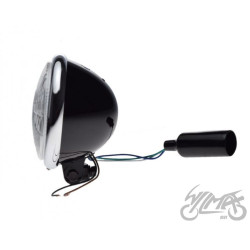 LAMPA 5-3/2" H4 12V CZARNA / RAMKA CHROM Emark