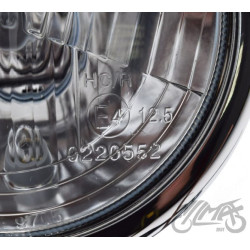 LAMPA 5-3/2" H4 12V CZARNA / RAMKA CHROM Emark