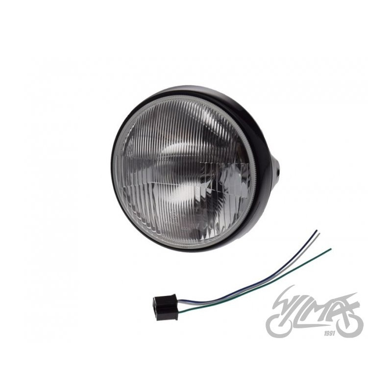 LAMPA 7" H4 12V CZARNA / RAMKA CZARNA Emark