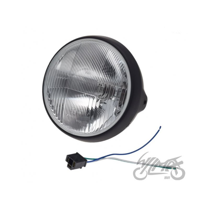 LAMPA 7" H4 12V CZARNA / RAMKA CZARNA Emark MATT