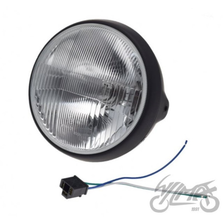 LAMPA 7" H4 12V CZARNA / RAMKA CZARNA Emark MATT