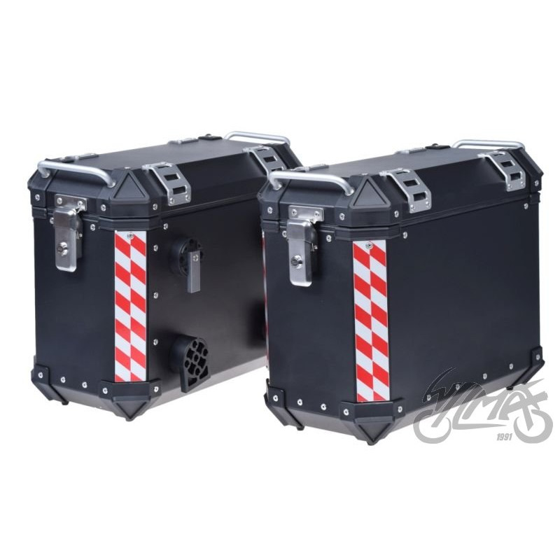 KUFER BOCZNY ALUMINIOWY CZARNY Z ZAMKIEM 2 SZT KPL