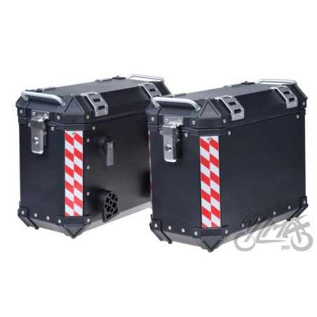KUFER BOCZNY ALUMINIOWY CZARNY Z ZAMKIEM 2 SZT KPL