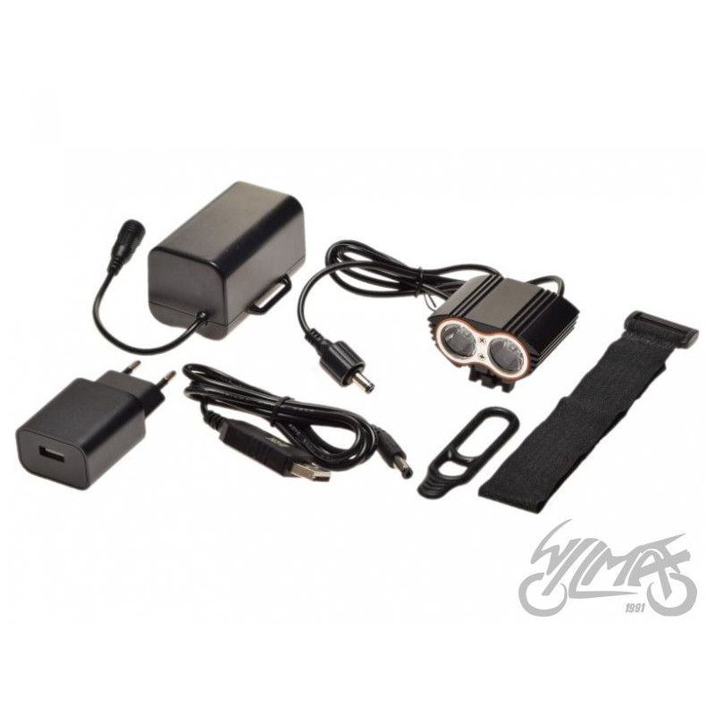 LAMPA ROWEROWA PRZÓD 2 x LED CZARNA 4800 mAh