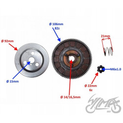 SPRZĘGŁO SILNIK ROWEROWY 50 cc kpl 2T