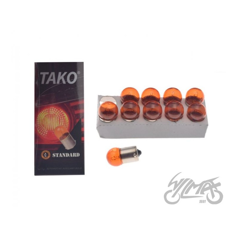 ŻARÓWKA 12V 10W G18 BA15S ŻÓŁTA 10SZT TAKO BEZ EEC