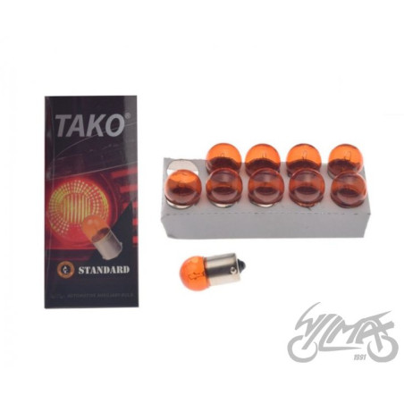 ŻARÓWKA 12V 10W G18 BA15S ŻÓŁTA 10SZT TAKO BEZ EEC