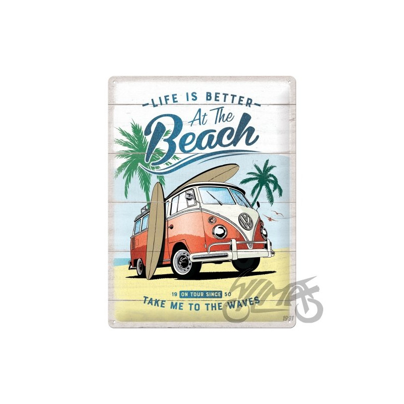 TABLICA PLAKAT 30x40 VW BULLI-BEACH META 63441