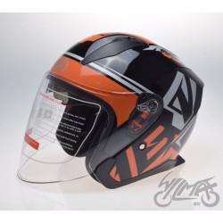 KASK OTWARTY CZARNY POMARAŃCZOWY M