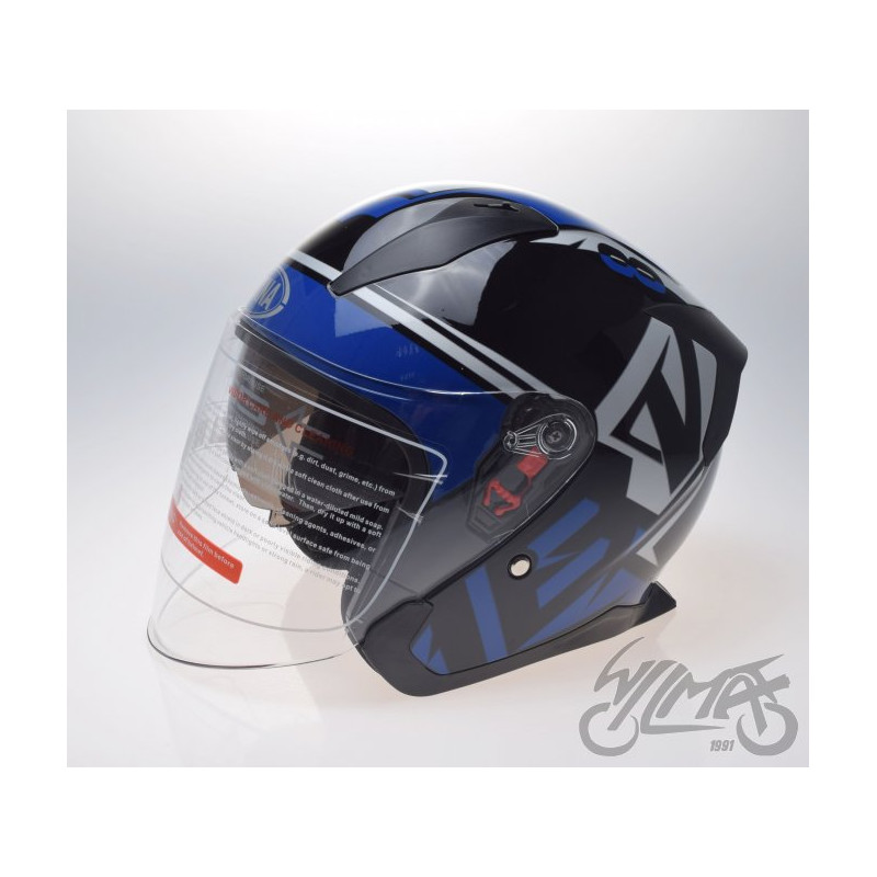 KASK OTWARTY CZARNY NIEBIESKI M