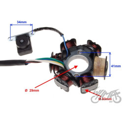 STATOR ISKROWNIK 6 CEWEK BEZ KOŁA MAGN ATV 110