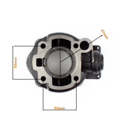 CYLINDER + GŁOWICA KPL. 2T 70CCM (47mm) - CIECZ- AM6 MINARELLI, YAMAHA, PEUGEOT, RIEJU, APRILIA - ANH
