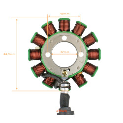 CEWKI ISKROWNIKA (STATOR) 12-ZWOJOWE CB200/250CC CG200/250 ZS 169FMM 5-kabli 88mm