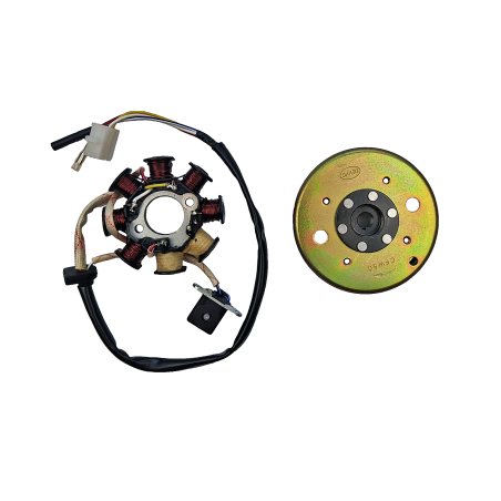 KOŁO MAGNESOWE + CEWKI ISKROWNIKA (STATOR) GY6 4T
